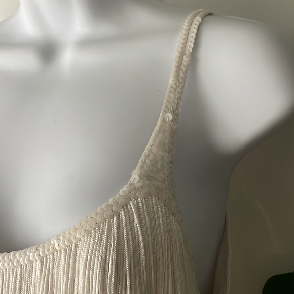 Calypso St. Barth Silk White fringe flapper mini dress bachelorette bridal - Picture 5 of 8